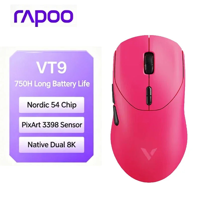 2026 New Rapoo VT9/VT9 MAX GEN-2 Wireless Gaming Mouse True 8K Wireless Polling Rate 53g Lightweight Up to 750Hr Battery Life