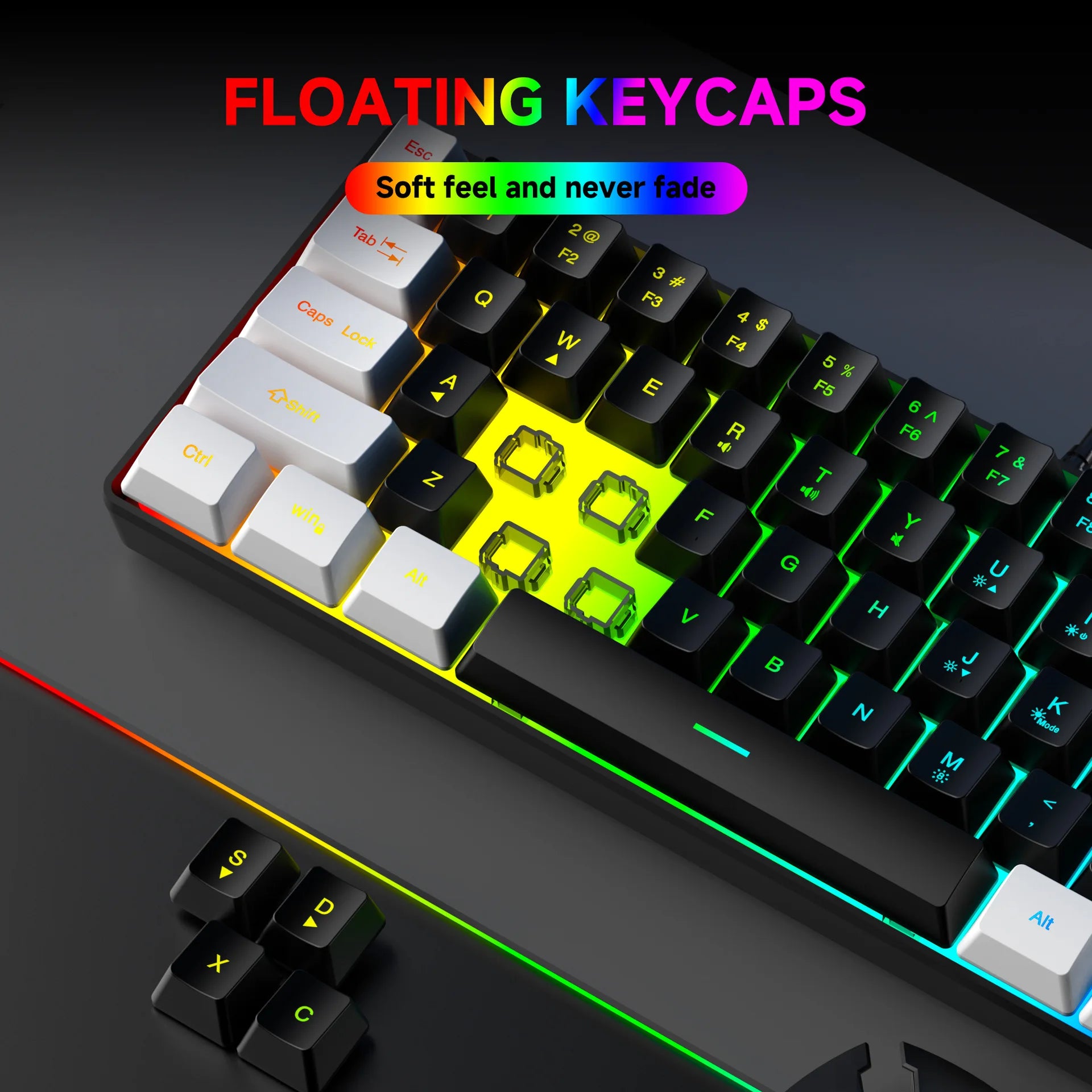 Teclado 61 key RGB Gamer keyboards 60% keyboard teclado para computadora ergonomic tastiera black white mini klavye toetsenbord