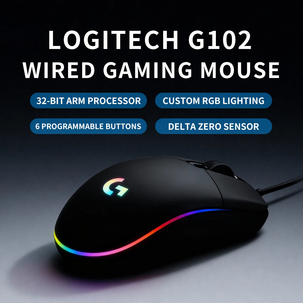 Logitech G102/G203 USB Wired Gaming Mouse, offering a revolutionary gaming experience with precise tracking of every move