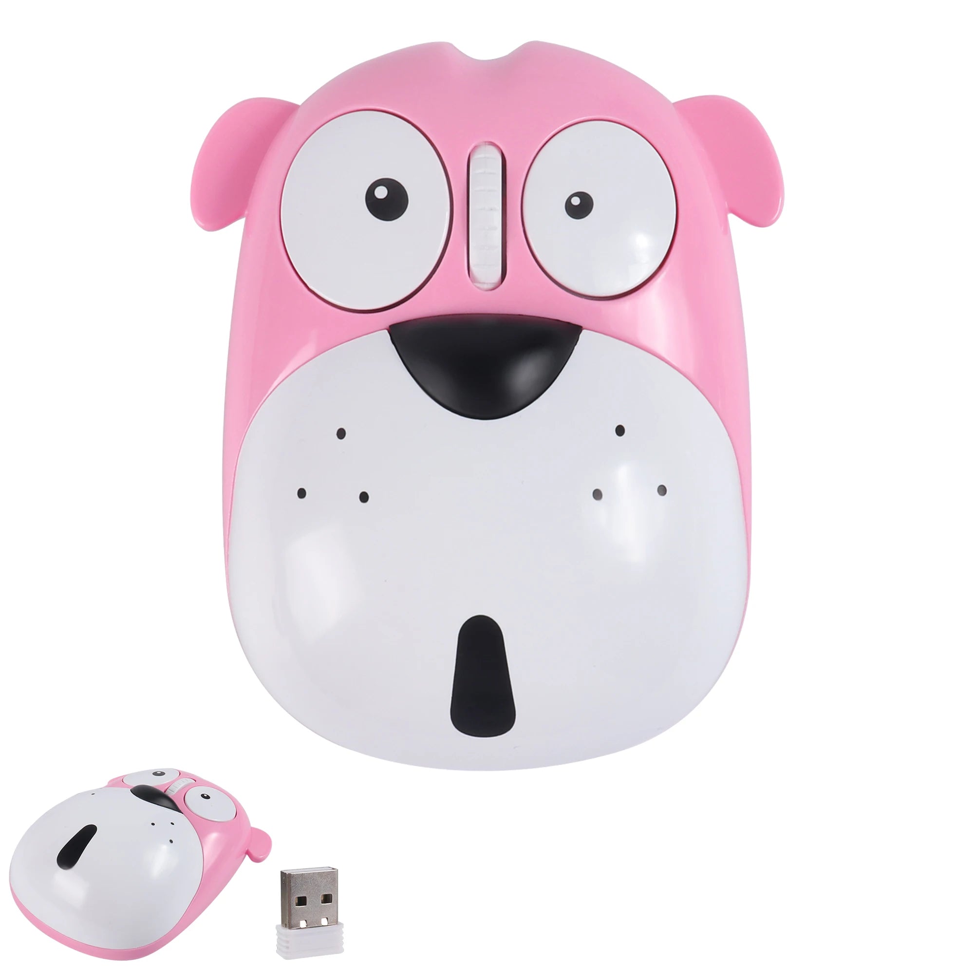 Wireless 2.4G Rechargeable Mouse Cute Dog Mute Button Both Hands For Samll Hand Office Use Gift For Girl Kid System Universal