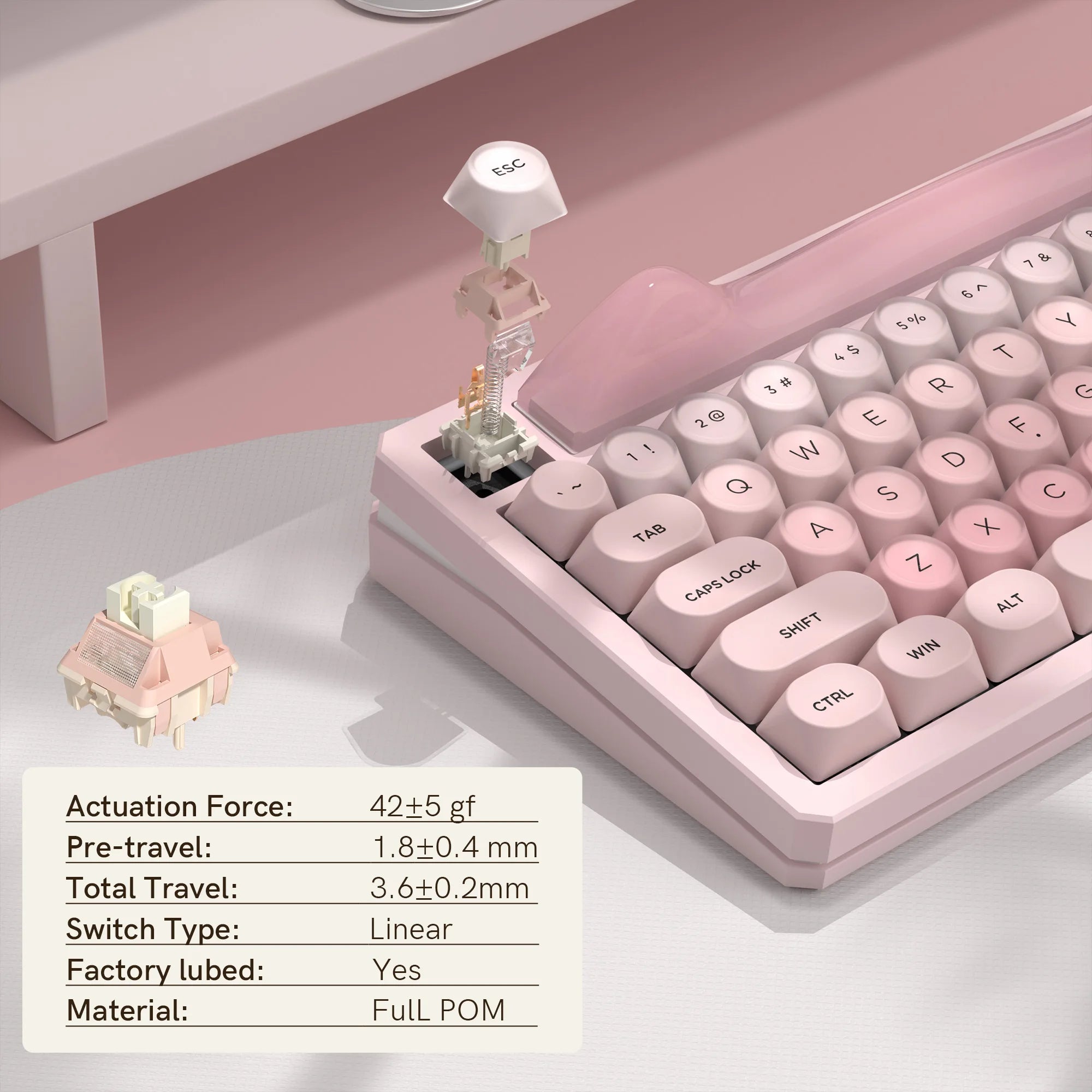Womier K80 Pink 75% Wireless Mechanical Keyboard with Screen&Knob RGB Hot-Swappable Gasket VIA/QMK 8000mAh Keyboard for Mac/PC