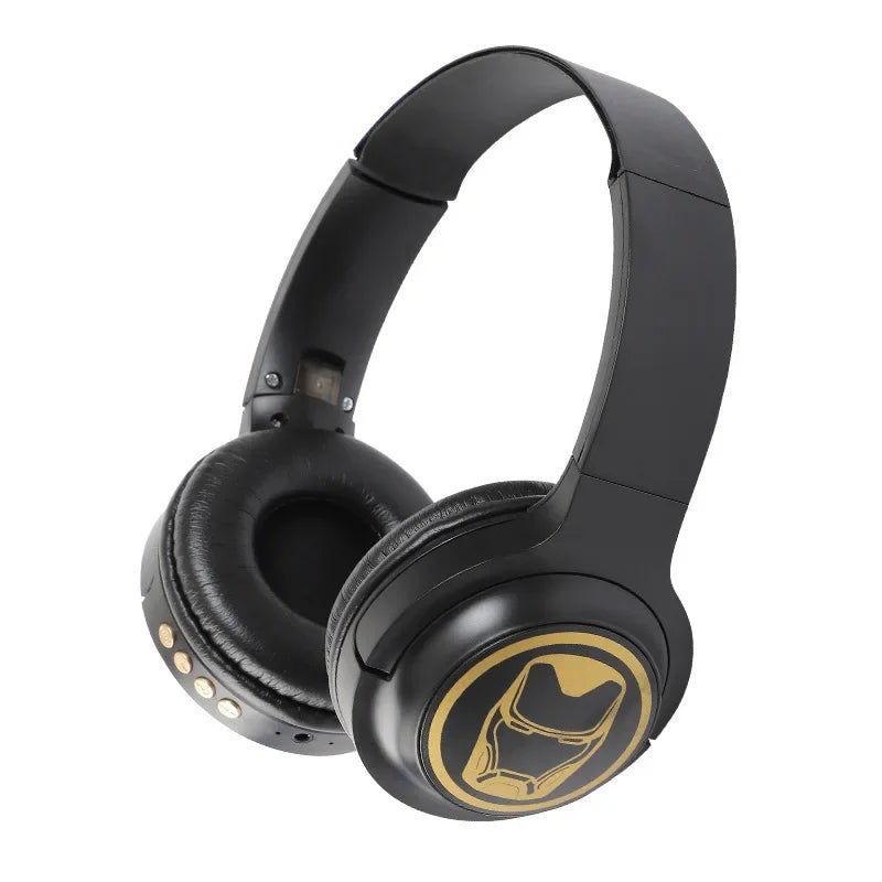 New iron Man Bluetooth Headphones Over-Ear Wireless Stereo Earphones Cartoon Spiderman Iron Man Captain Headset with Mic