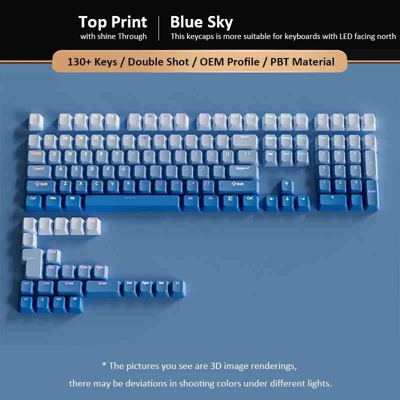 Gradient Keycaps Top Print Shine through backlit RGB keycap For Cherry Mx Switch Mechanical Keyboard OEM Profile PBT Key Caps