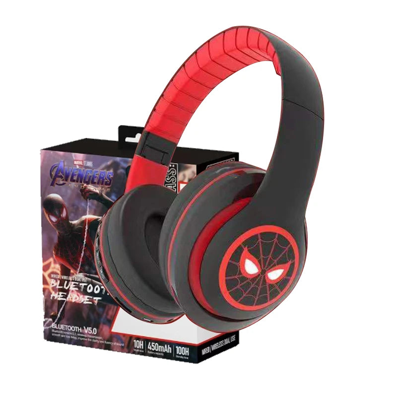 New iron Man Bluetooth Headphones Over-Ear Wireless Stereo Earphones Cartoon Spiderman Iron Man Captain Headset with Mic