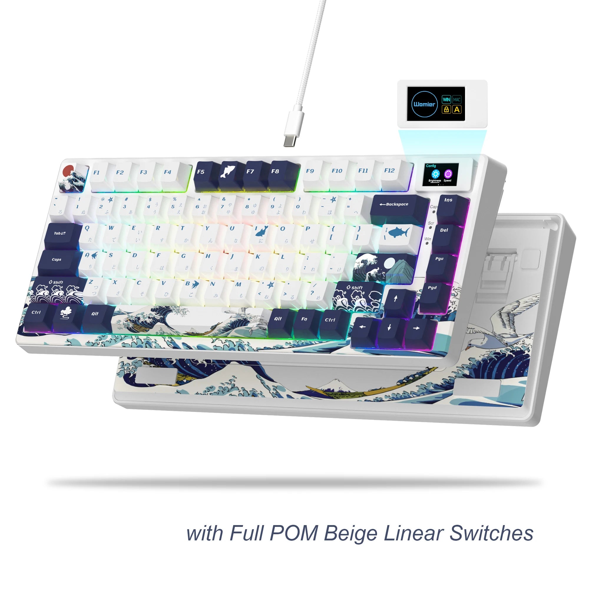 womier SK80 Gasket Mounted Mechanical Keyboard  81 Key Gamer Keyboard 75% Hot Swap RGB Gaming Keyboard with Smart Display for PC