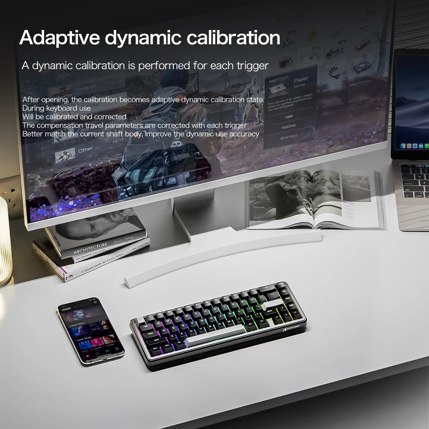 Attack Shark X65 HE RGB Wired Gaming Keyboard with PBT Keycaps 8000Hz Magnetic Switch 0.01mm Rapid Trigger Esports Focus