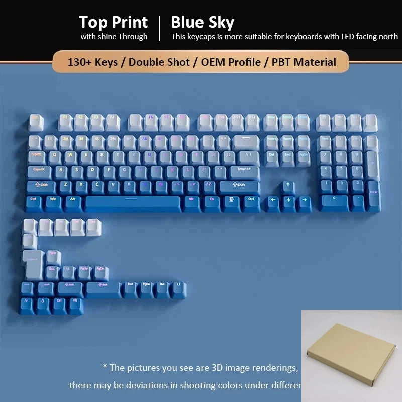 Gradient Keycaps Top Print Shine through backlit RGB keycap For Cherry Mx Switch Mechanical Keyboard OEM Profile PBT Key Caps