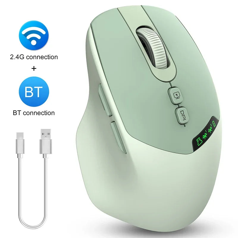 T02 Mute with Display Screen Wireless Mouse,Bluetooth Dual-Mode,Noiseless Click,Wndows/Mac/IOS/Android