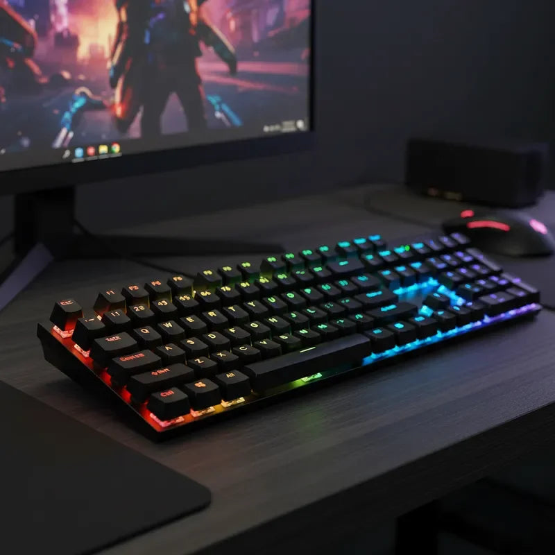 Mechanical Gaming GK100 Keyboard New Upgraded 104 Keys White Backlit Keyboards USB Wired Computer Keyboard for Laptop Desktop PC