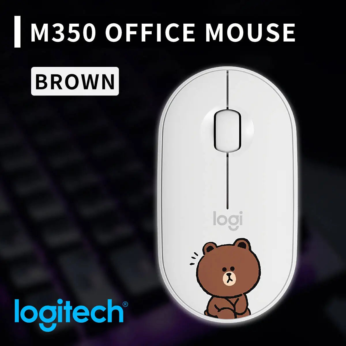 Logitech M350 Pebble Office Mouse - Minimalist Design, Silent Operation, 10m Range, Dual Connectivity, Eco-Friendly Build
