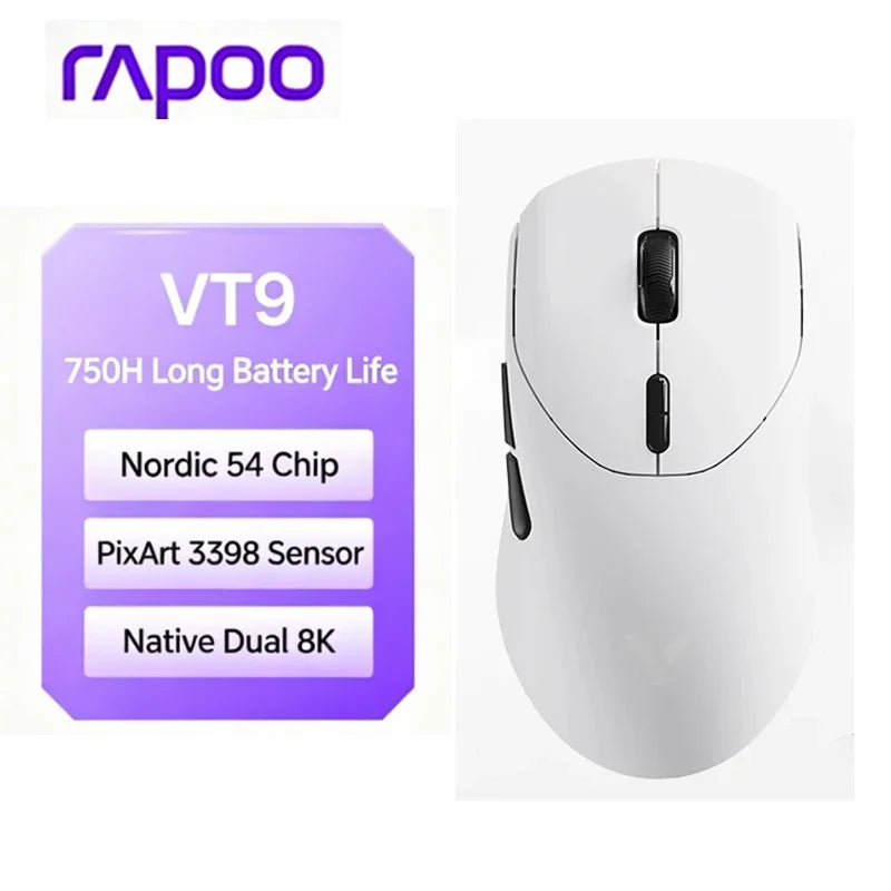 2026 New Rapoo VT9/VT9 MAX GEN-2 Wireless Gaming Mouse True 8K Wireless Polling Rate 53g Lightweight Up to 750Hr Battery Life