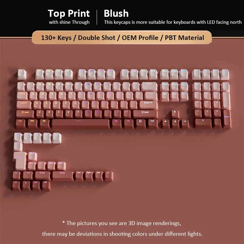 Gradient Keycaps Top Print Shine through backlit RGB keycap For Cherry Mx Switch Mechanical Keyboard OEM Profile PBT Key Caps