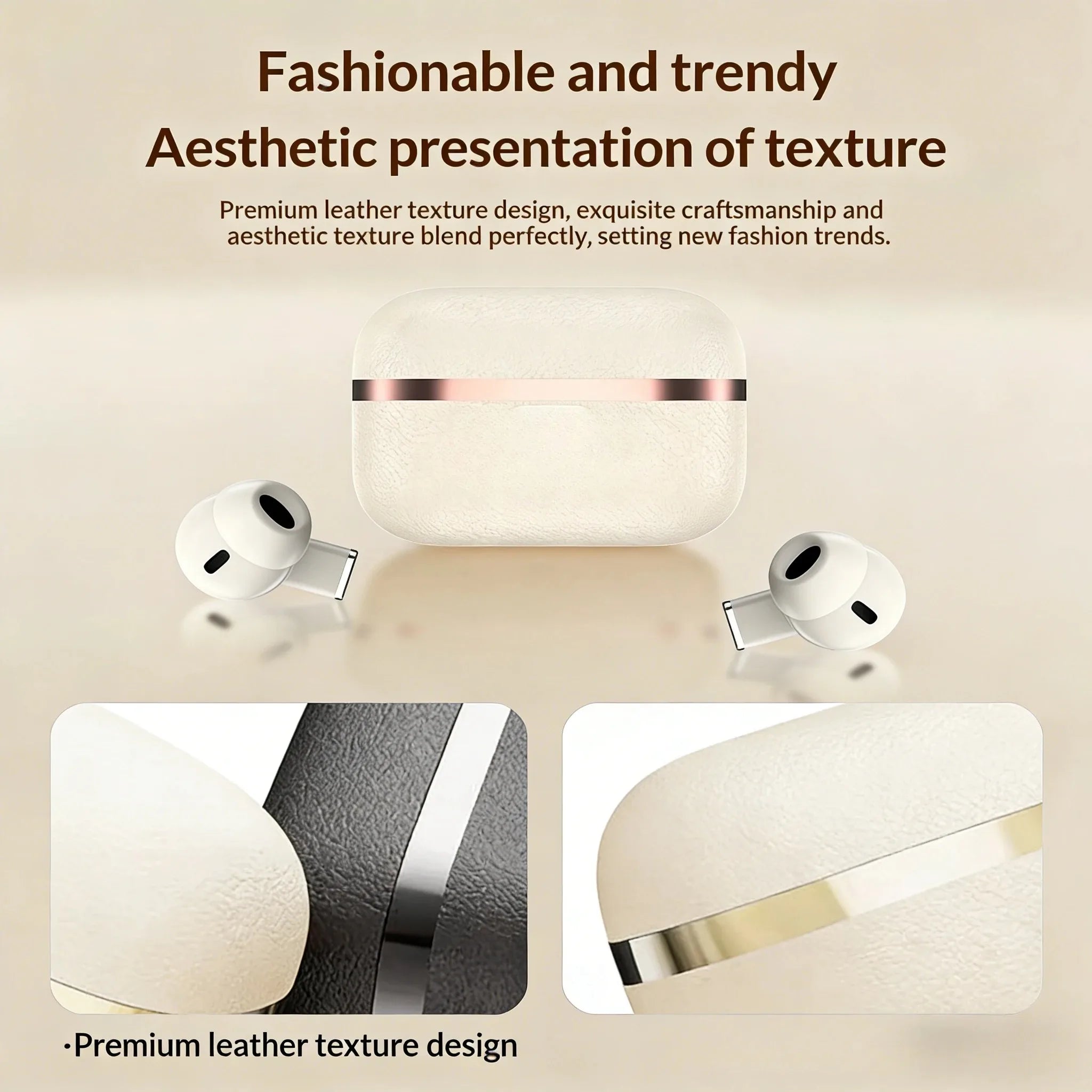 TWS In-ear Leather-crafted Earphones Wireless Earbuds Featuring Sleek Fit Long-lasting All-day Battery Integrated Mic for Users