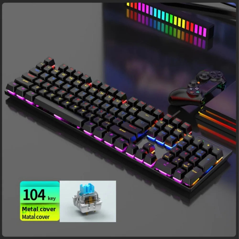 Mechanical Gaming GK100 Keyboard New Upgraded 104 Keys White Backlit Keyboards USB Wired Computer Keyboard for Laptop Desktop PC