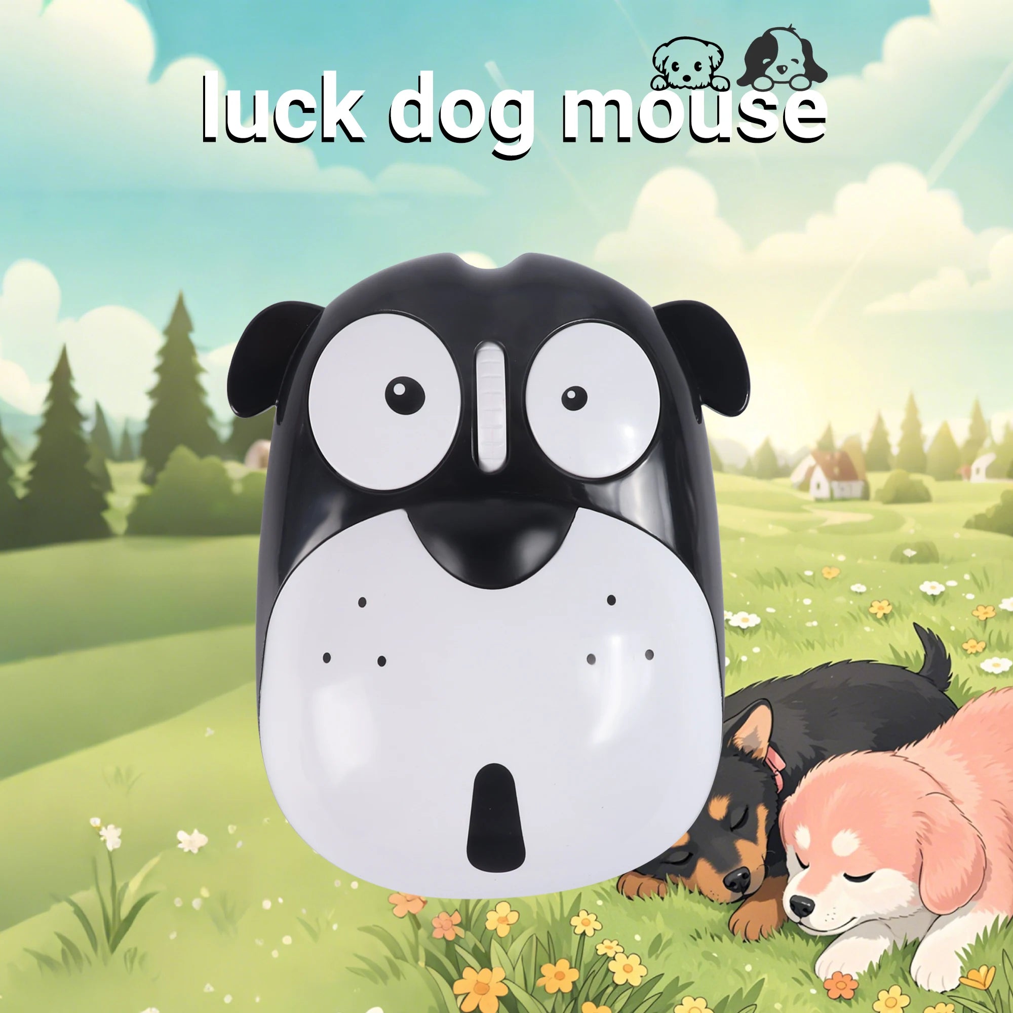 Wireless 2.4G Rechargeable Mouse Cute Dog Mute Button Both Hands For Samll Hand Office Use Gift For Girl Kid System Universal