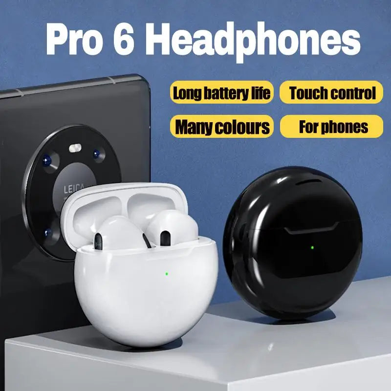Pro 6 TWS Wireless Headphones with Mic Fone Bluetooth Earphones Sport Earbuds Running Pro6 Headset