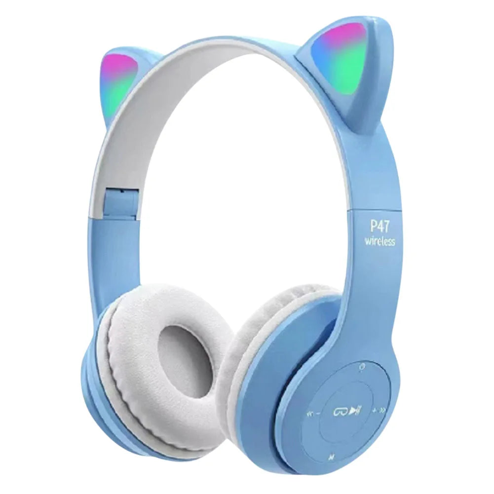 Wireless Bluetooth Headphones Cat Ear Gaming Headset Glow Light Helmets Cute Sports Music Headsets For Children Girl Gifts