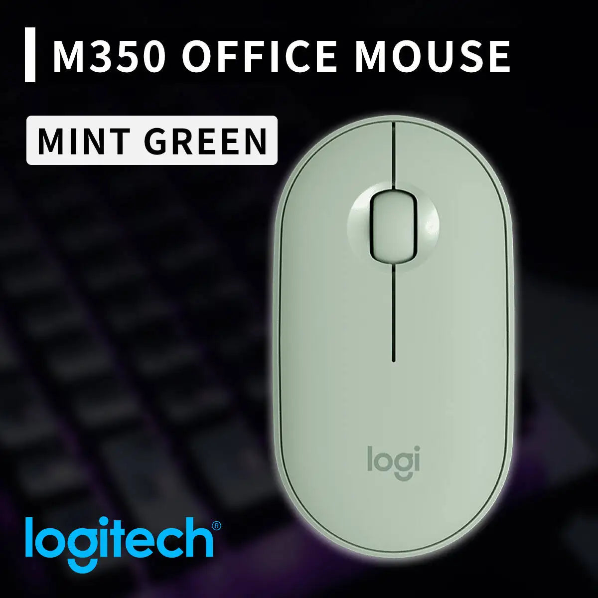 Logitech M350 Pebble Office Mouse - Minimalist Design, Silent Operation, 10m Range, Dual Connectivity, Eco-Friendly Build