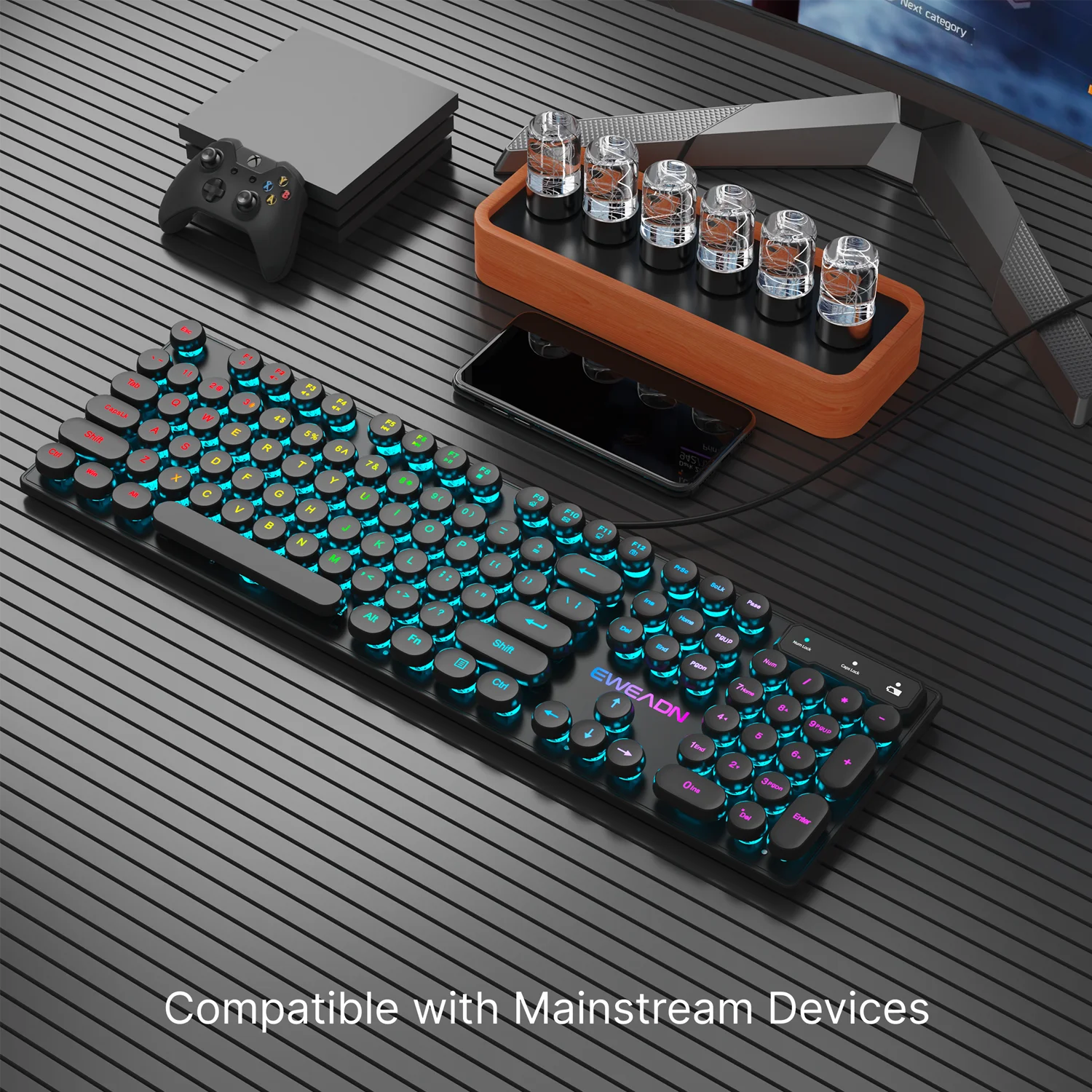 EWEADN GX330 Gaming Keyboard Wired, LED Backlit, Office silent keyboard full size, Ergonomic , Gaming, office, Windows/Laptop/PC
