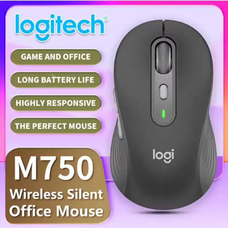 Logitech M750/M650L wireless dual-mode silent mouse, available in multiple colors with ergonomic design, providing an excellent