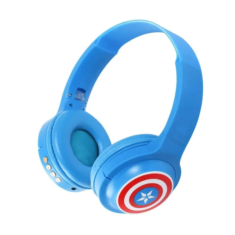 New iron Man Bluetooth Headphones Over-Ear Wireless Stereo Earphones Cartoon Spiderman Iron Man Captain Headset with Mic