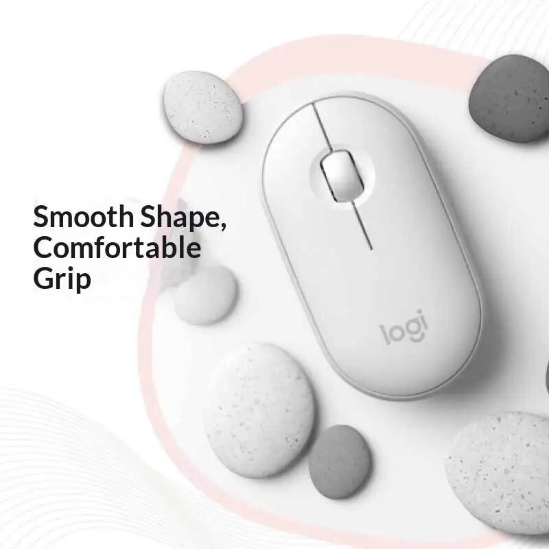 Logitech M350 Pebble Office Mouse - Minimalist Design, Silent Operation, 10m Range, Dual Connectivity, Eco-Friendly Build