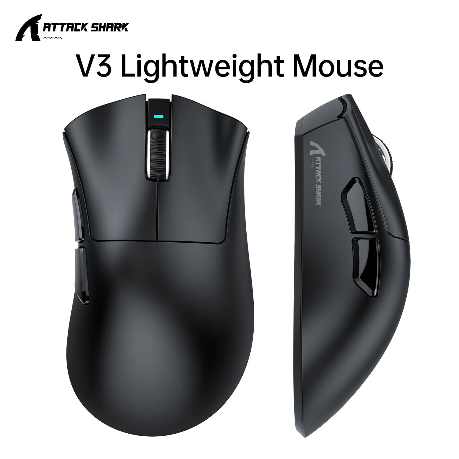 Ultra-Light ATTACK SHARK V3 Gaming Mouse Tri-Mode BT 2.4G Wired 25000DPI 1000Hz Polling Rate Omron Microswitches