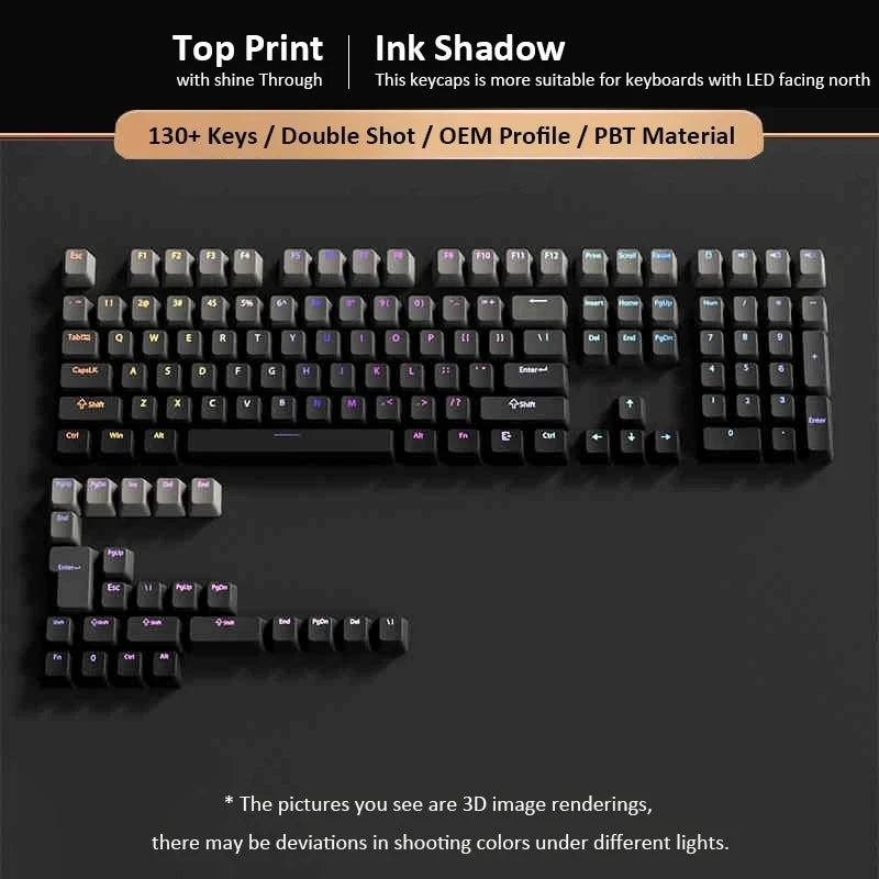 Gradient Keycaps Top Print Shine through backlit RGB keycap For Cherry Mx Switch Mechanical Keyboard OEM Profile PBT Key Caps