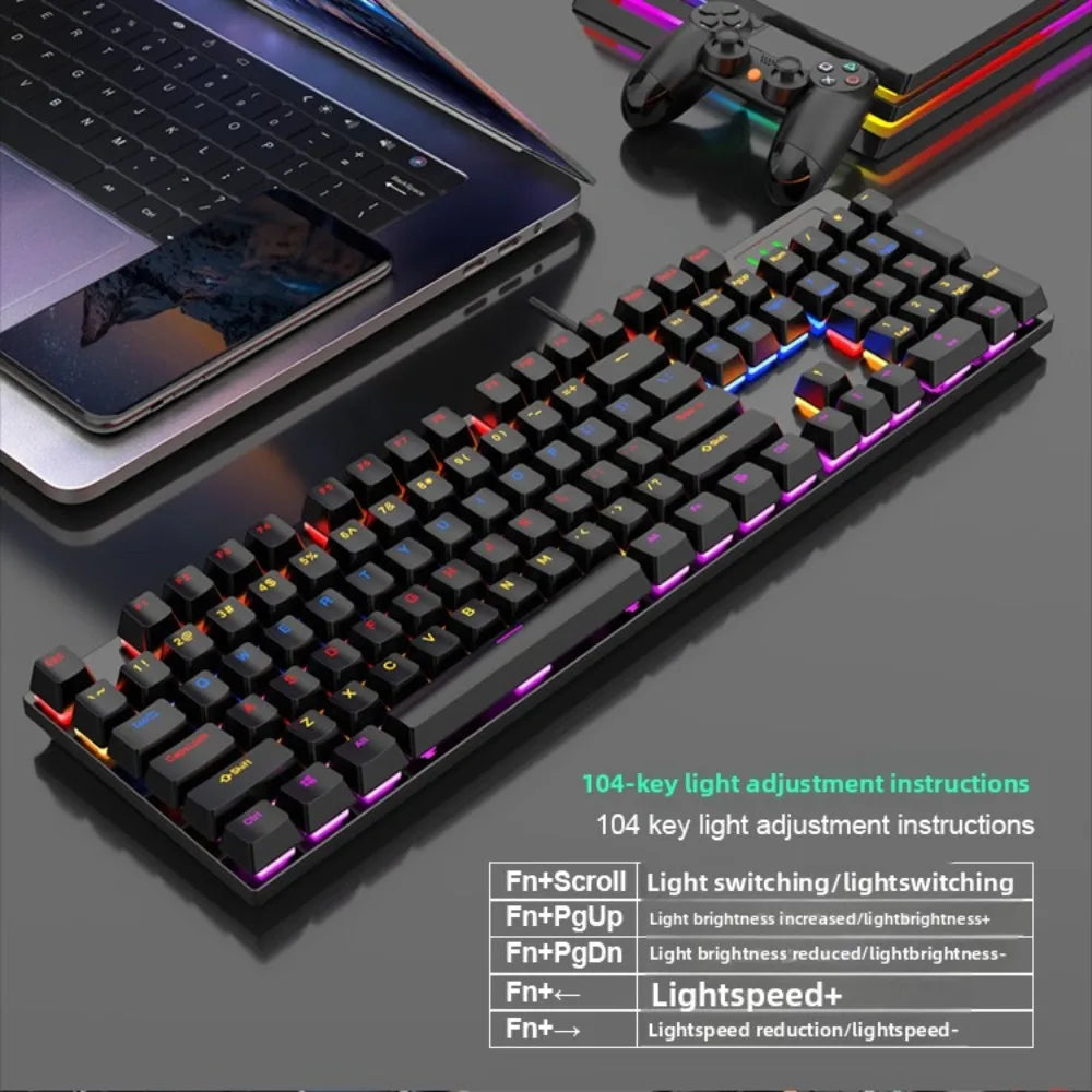 Mechanical Gaming GK100 Keyboard New Upgraded 104 Keys White Backlit Keyboards USB Wired Computer Keyboard for Laptop Desktop PC
