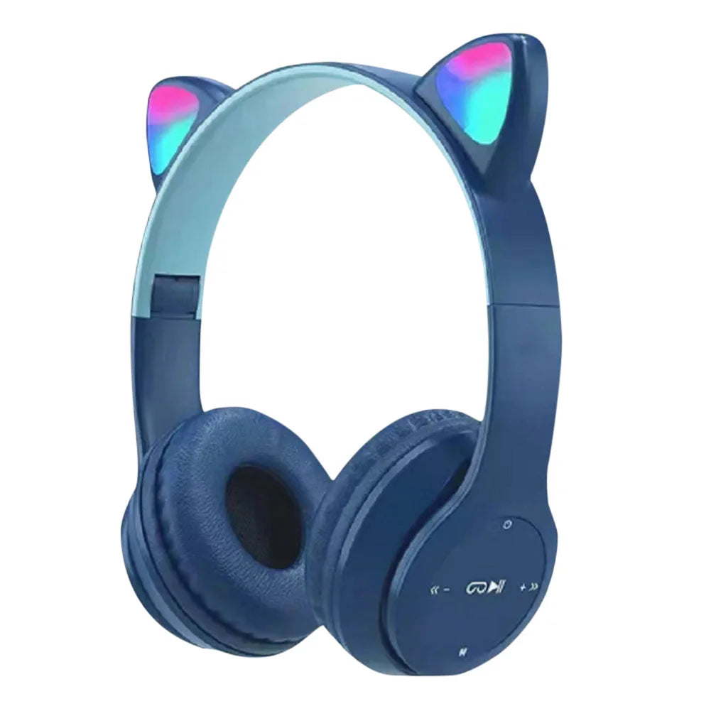 Wireless Bluetooth Headphones Cat Ear Gaming Headset Glow Light Helmets Cute Sports Music Headsets For Children Girl Gifts