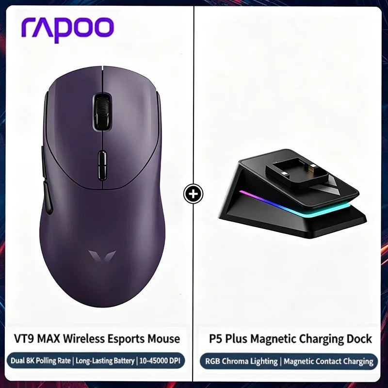 2026 New Rapoo VT9/VT9 MAX GEN-2 Wireless Gaming Mouse True 8K Wireless Polling Rate 53g Lightweight Up to 750Hr Battery Life