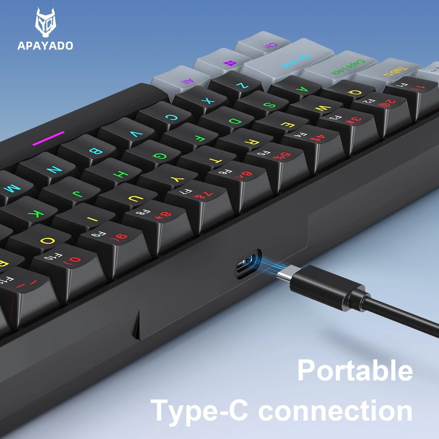 K61 Wired Mechanical Gaming Keyboard, 60% 61 Keys Mini RGB Backlit, Red/Blue Switch, Type-C Compact Keyboard for PC Laptop