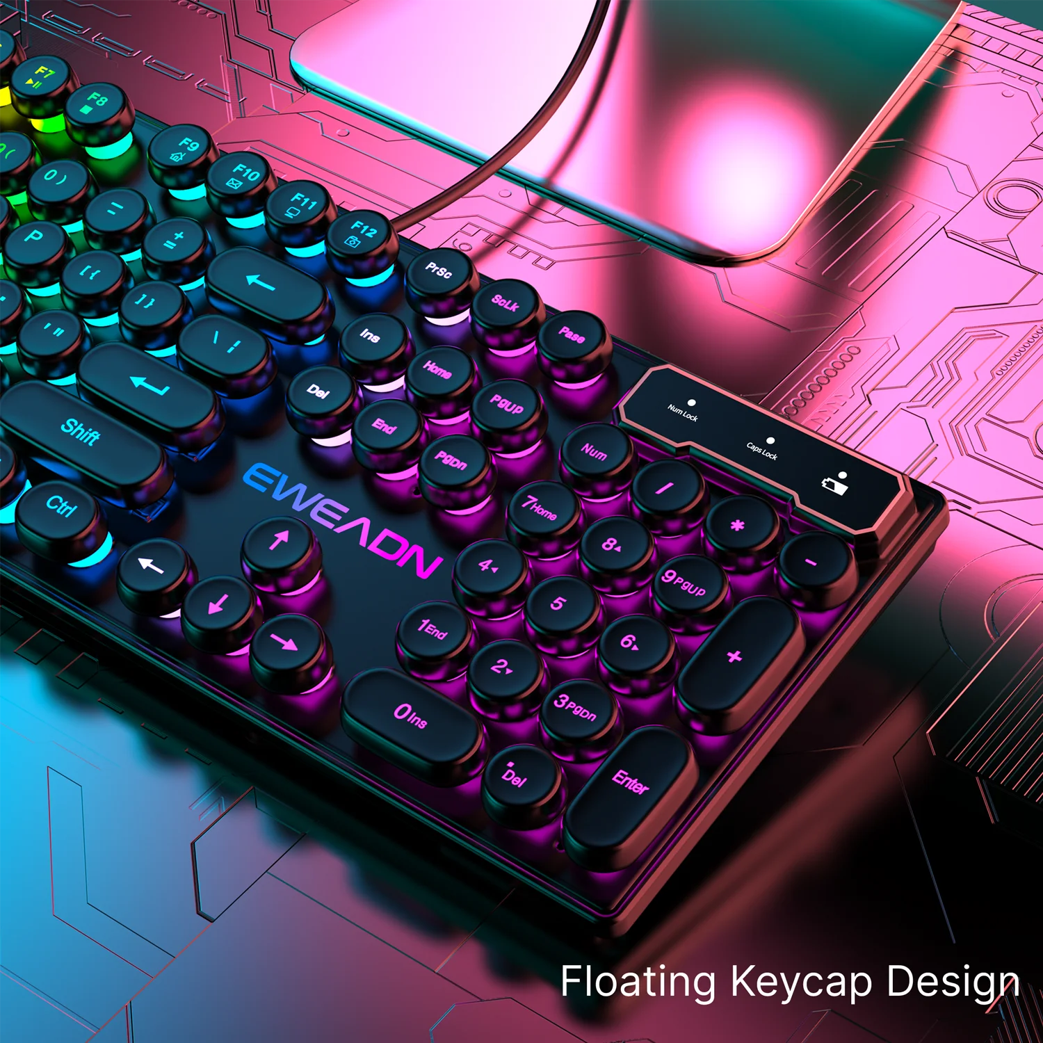 EWEADN GX330 Gaming Keyboard Wired, LED Backlit, Office silent keyboard full size, Ergonomic , Gaming, office, Windows/Laptop/PC