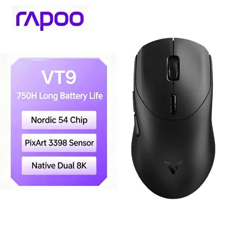 2026 New Rapoo VT9/VT9 MAX GEN-2 Wireless Gaming Mouse True 8K Wireless Polling Rate 53g Lightweight Up to 750Hr Battery Life