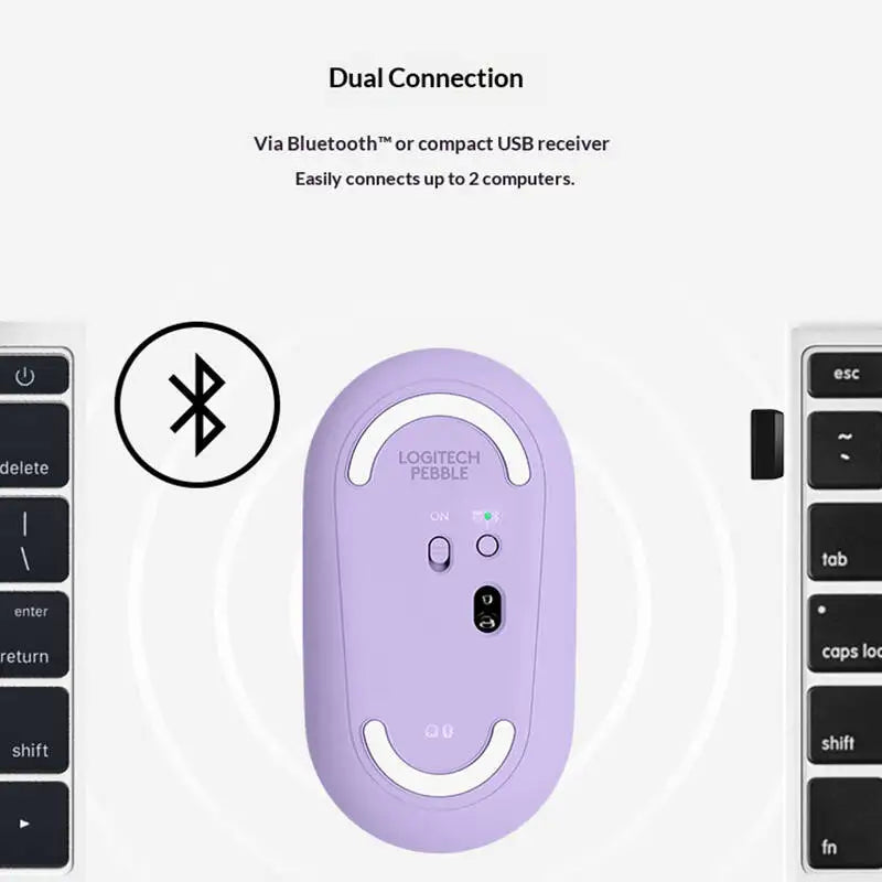 Logitech M350 Pebble Office Mouse - Minimalist Design, Silent Operation, 10m Range, Dual Connectivity, Eco-Friendly Build