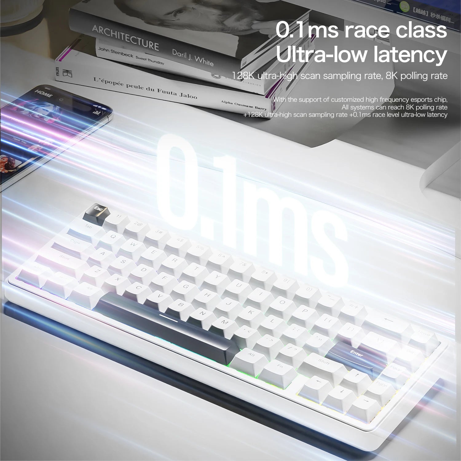 Attack Shark X65 HE RGB Wired Gaming Keyboard with PBT Keycaps 8000Hz Magnetic Switch 0.01mm Rapid Trigger Esports Focus
