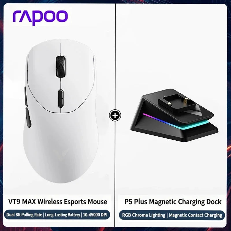 2026 New Rapoo VT9/VT9 MAX GEN-2 Wireless Gaming Mouse True 8K Wireless Polling Rate 53g Lightweight Up to 750Hr Battery Life