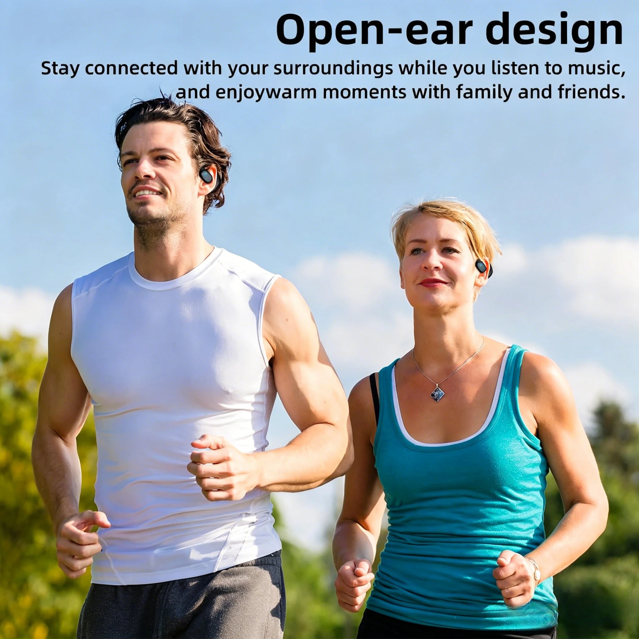 Wireless Earbuds Bone Conduction Headphones Bluetooth Waterproof Sport Earphones Long Battery HiFi Stereo Call Noise Reduction