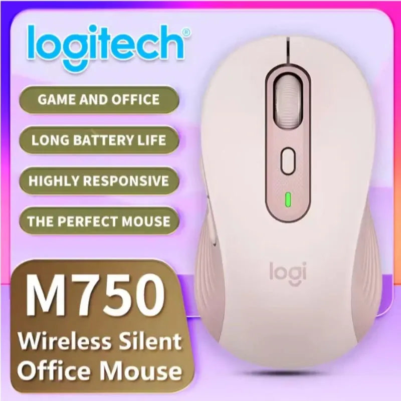 Logitech M750/M650L wireless dual-mode silent mouse, available in multiple colors with ergonomic design, providing an excellent