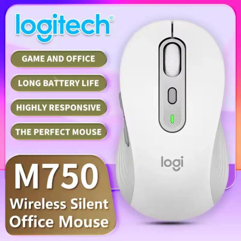 Logitech M750/M650L wireless dual-mode silent mouse, available in multiple colors with ergonomic design, providing an excellent