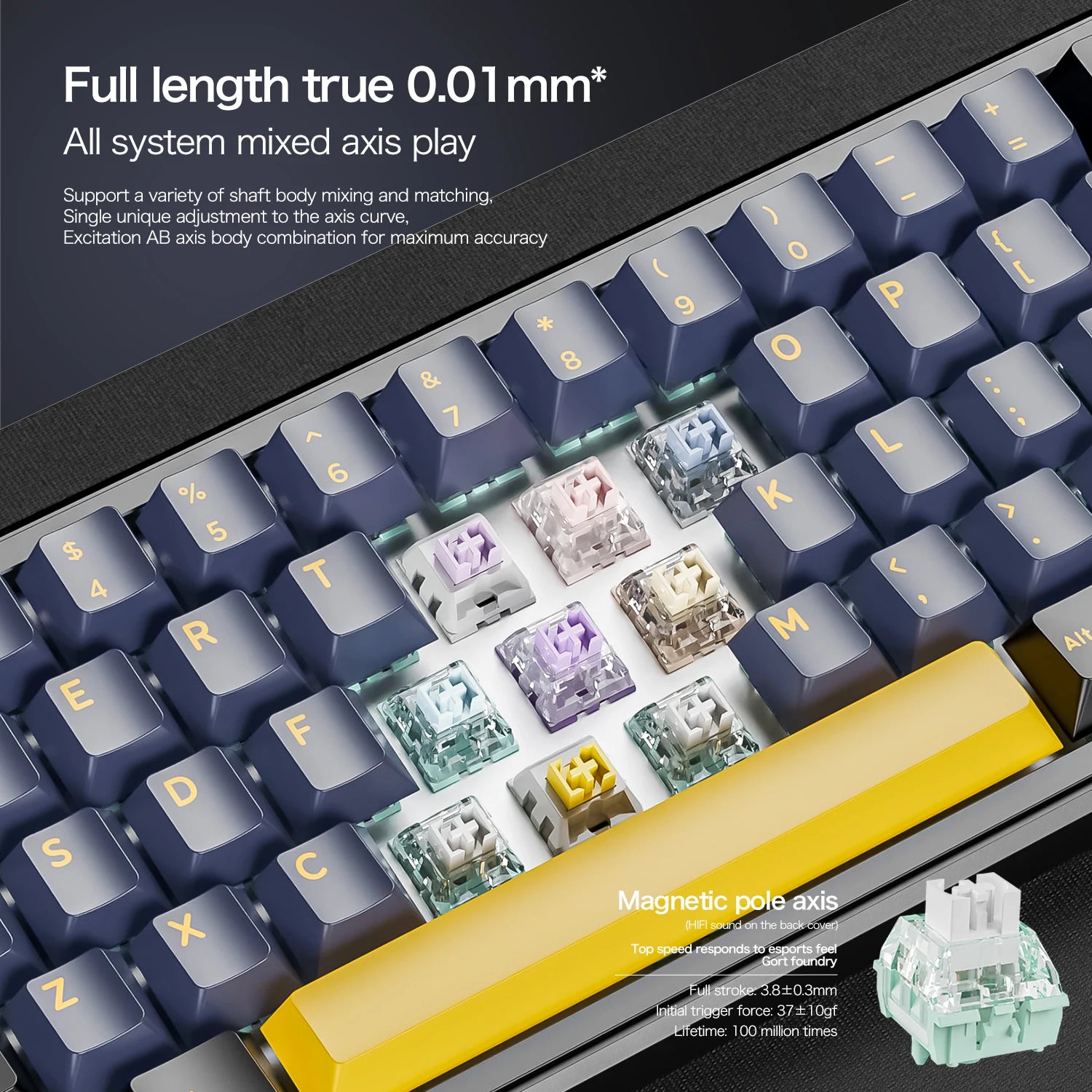 Attack Shark X65 HE RGB Wired Gaming Keyboard with PBT Keycaps 8000Hz Magnetic Switch 0.01mm Rapid Trigger Esports Focus