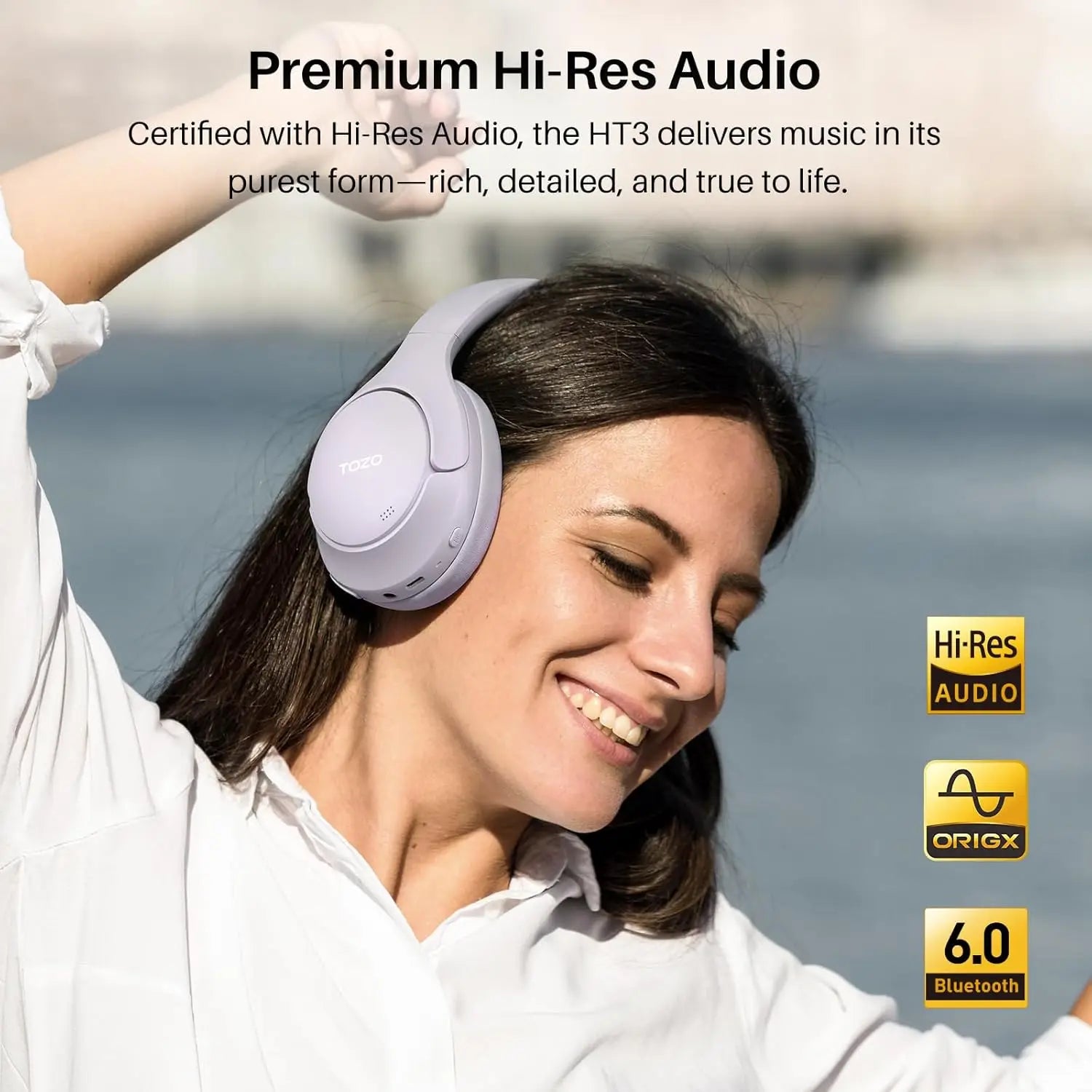 Hybrid Noise Cancelling Wireless Headphones, 90H Battery Life, Bluetooth 6.0 Foldable Over Ear Headset with AI Voice Assistant