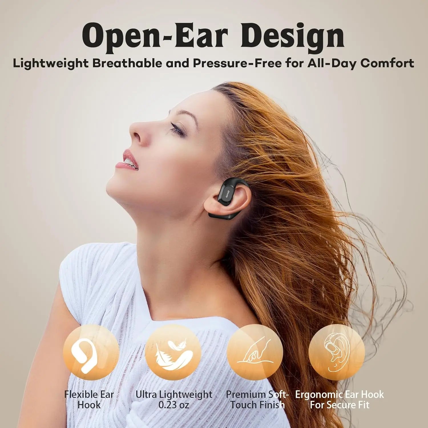 Ohayo T10 Open Ear Earbuds Bluetooth 5.4 Headphones Wireless 40Hrs Playtime TWS Wireless Earbuds with Digital Display for Sports