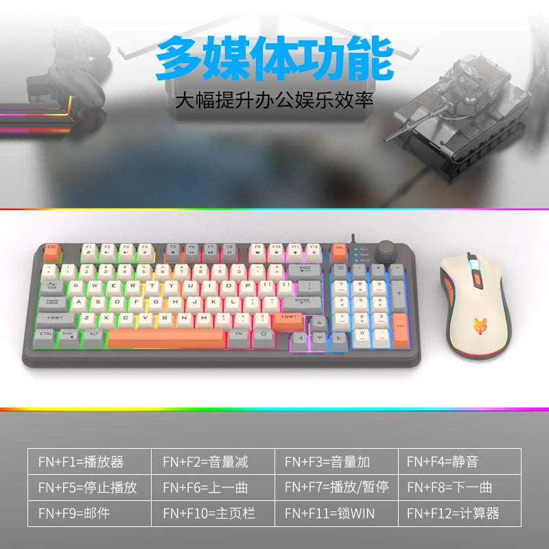 K820 USB Wired Gaming Keyboard Mouse Set Laptop Home Office Luminous Keyboard