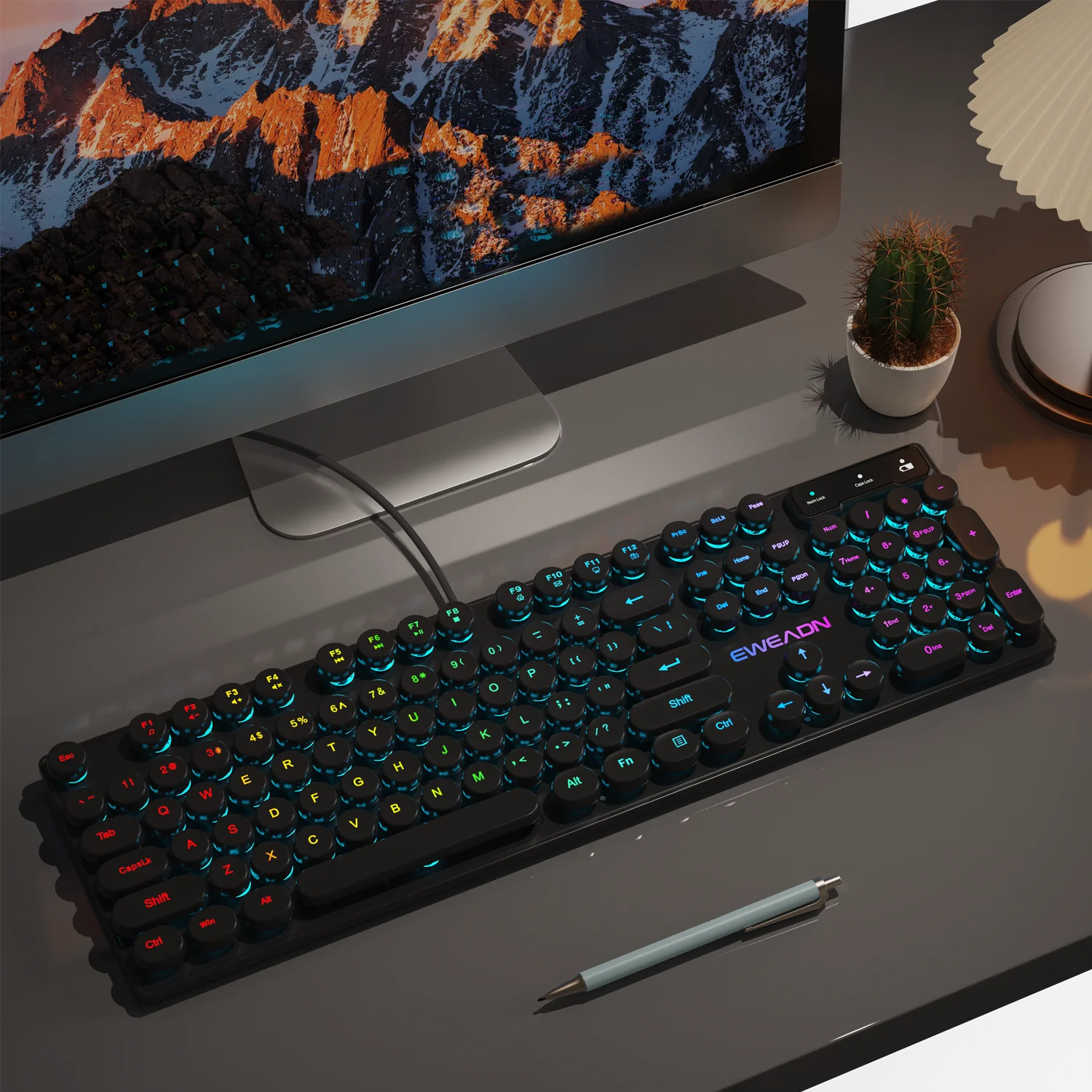 EWEADN GX330 Gaming Keyboard Wired, LED Backlit, Office silent keyboard full size, Ergonomic , Gaming, office, Windows/Laptop/PC