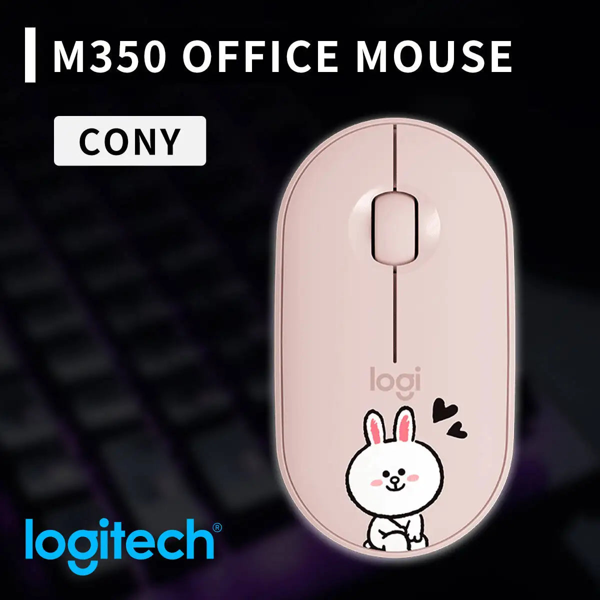 Logitech M350 Pebble Office Mouse - Minimalist Design, Silent Operation, 10m Range, Dual Connectivity, Eco-Friendly Build