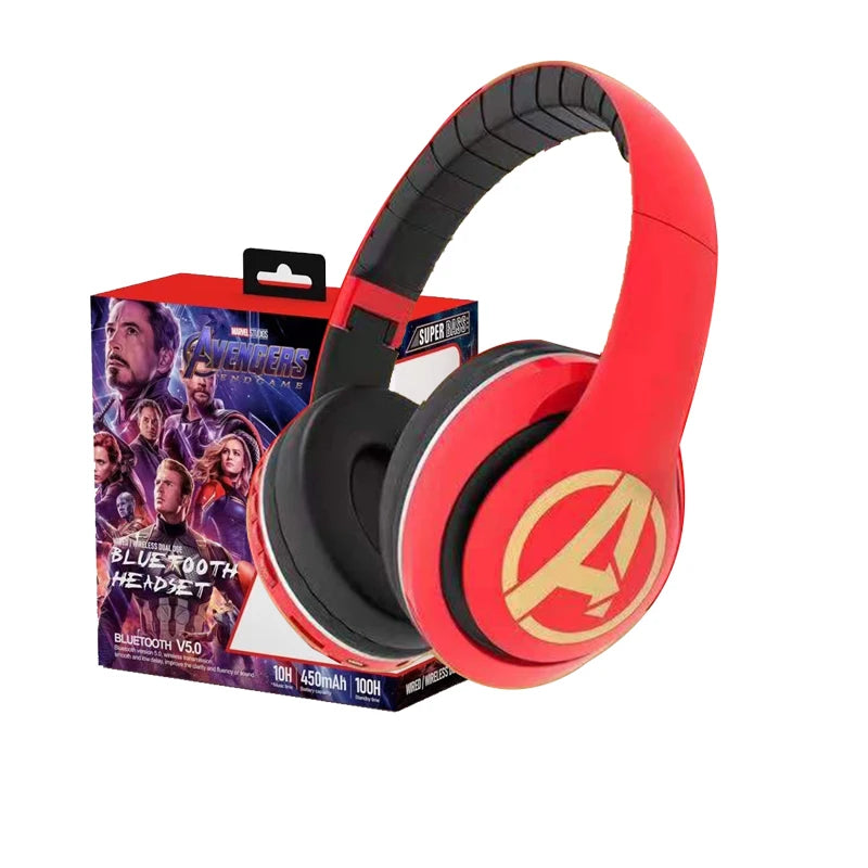 New iron Man Bluetooth Headphones Over-Ear Wireless Stereo Earphones Cartoon Spiderman Iron Man Captain Headset with Mic