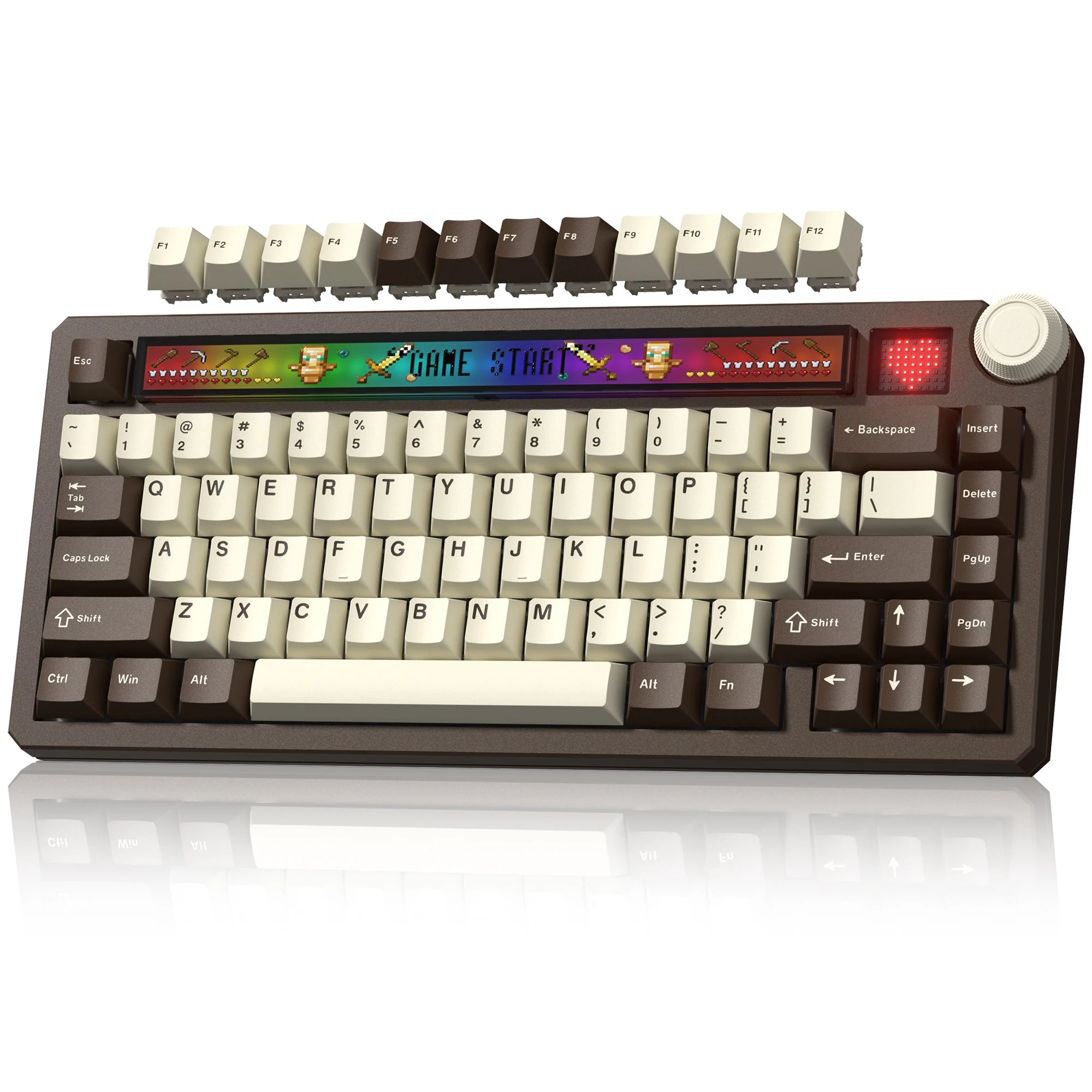 Womier K80 Pink 75% Wireless Mechanical Keyboard with Screen&Knob RGB Hot-Swappable Gasket VIA/QMK 8000mAh Keyboard for Mac/PC
