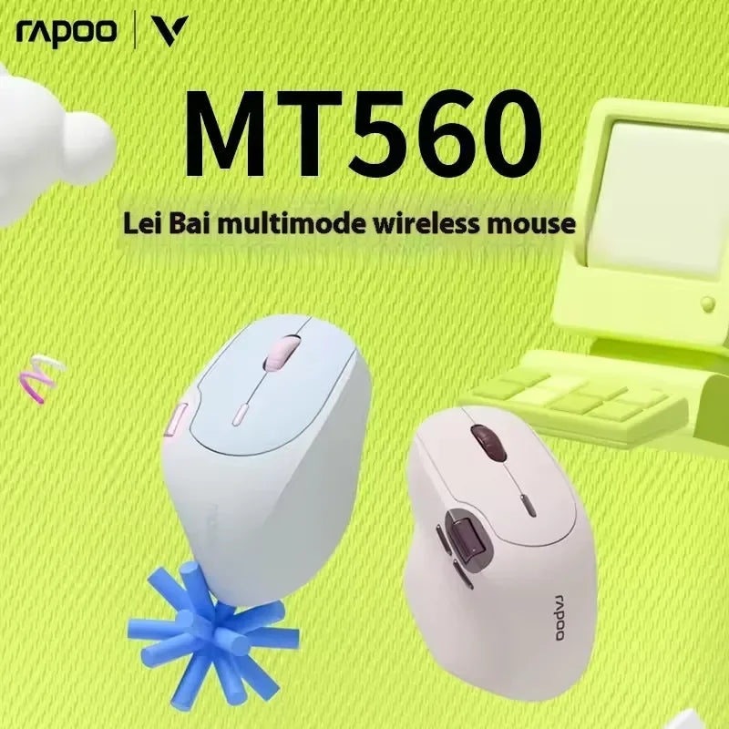 2026 Rapoo MT560 3 Mode Wireless Ergonomic Mouse Hall Magnetic Knob Cross Screen Custom Lightweight Gaming Mouse